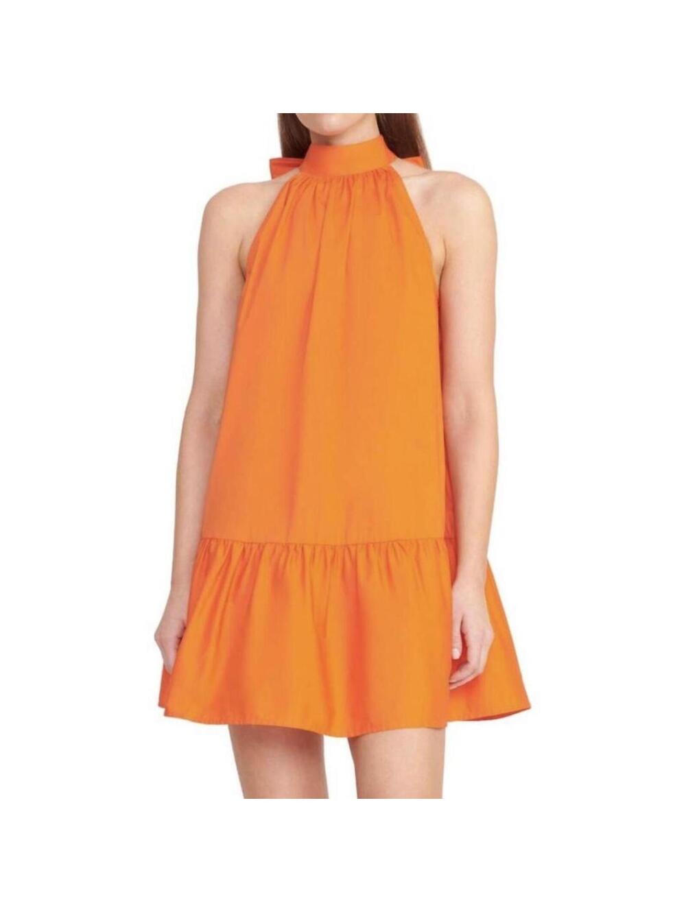 staud mini marlowe dress in tangerine bnwt size small